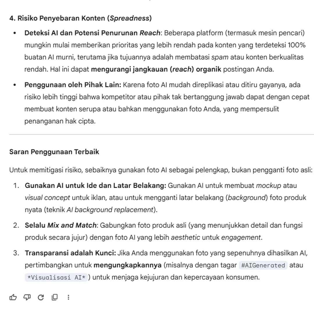 Bukti Chat AI tentang Risiko Reach Organik dengan Gambar AI